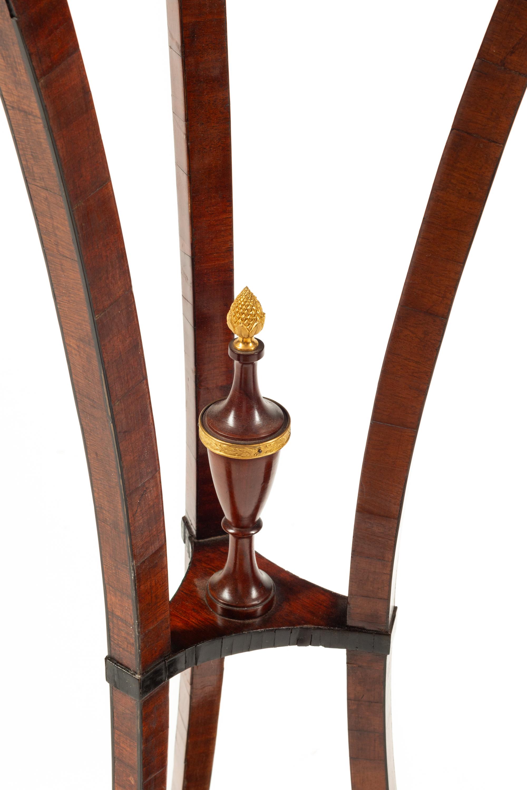 A Pair of Baltic Neoclassical Gilt Bronze Mounted Mahogany and Marble Stands