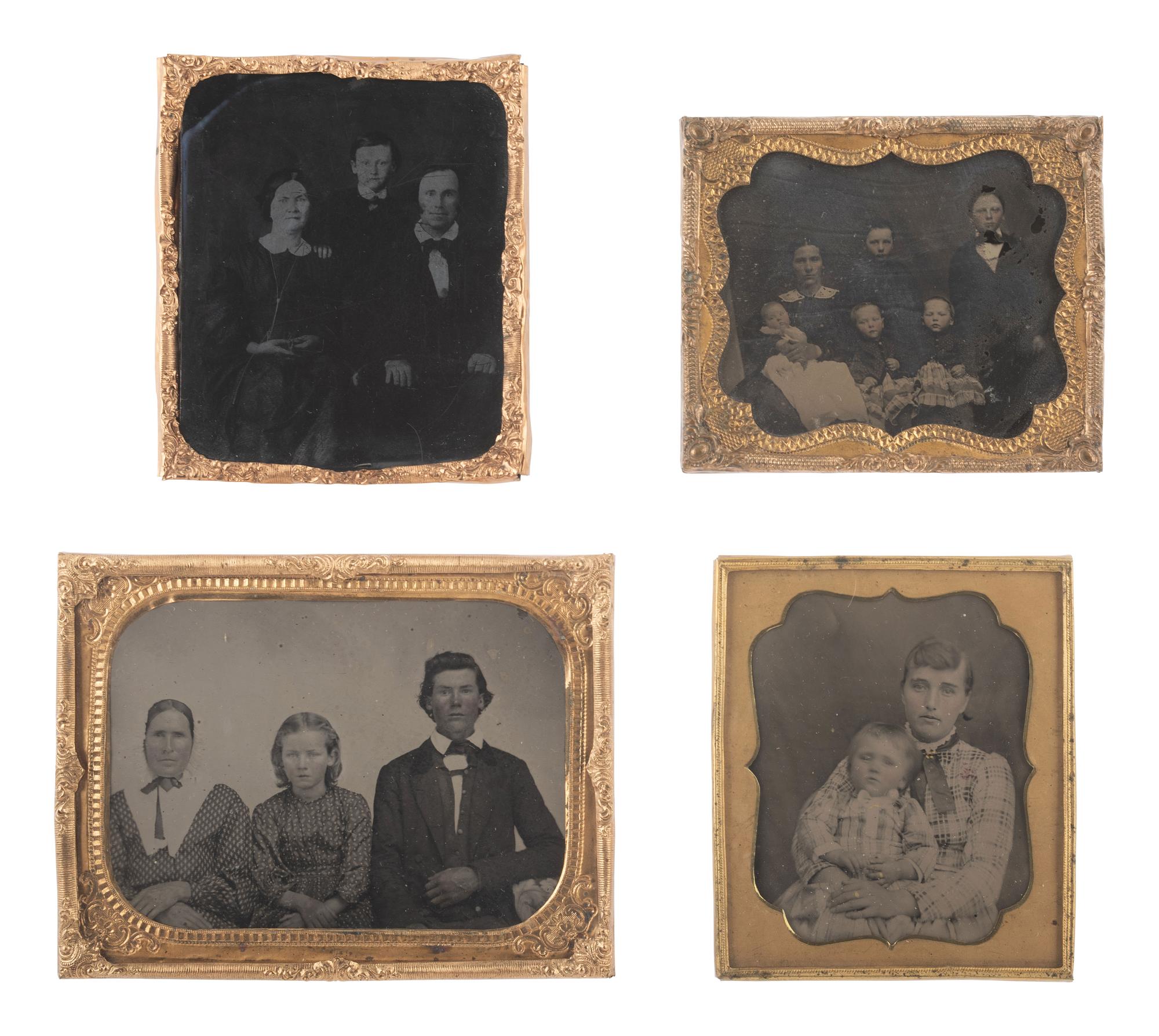 [EARLY PHOTOGRAPHY]. 16 assorted images featuring parents with children.