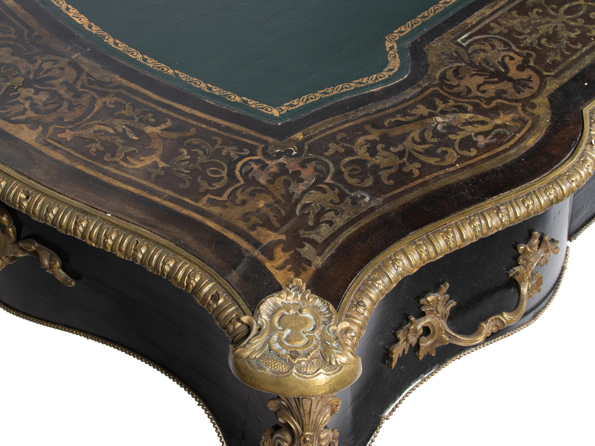 A Louis XV Style Gilt Bronze Mounted Boulle Marquetry Bureau Plat