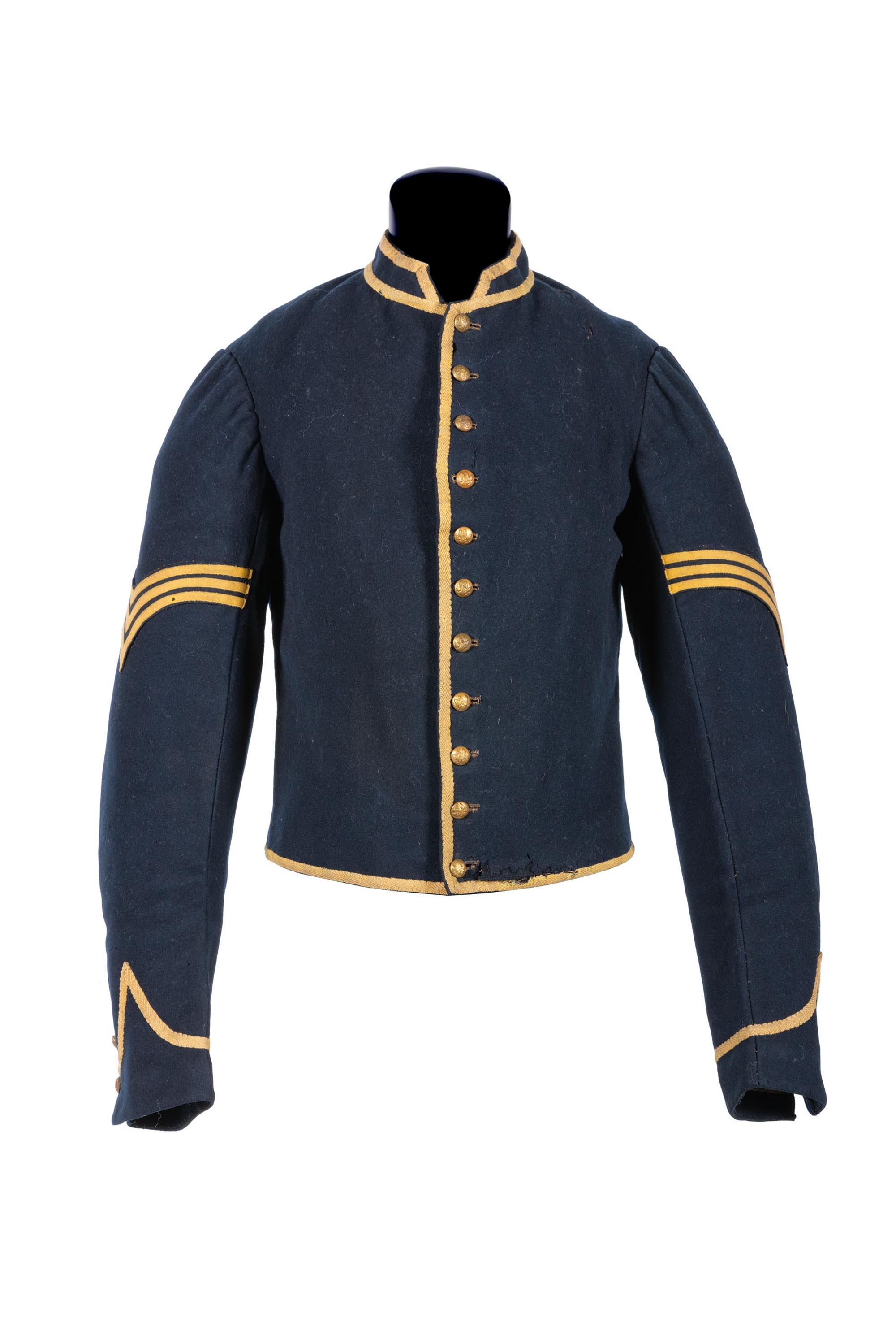 Model 1855 cavalry sergeant's uniform jacket with field modifications.