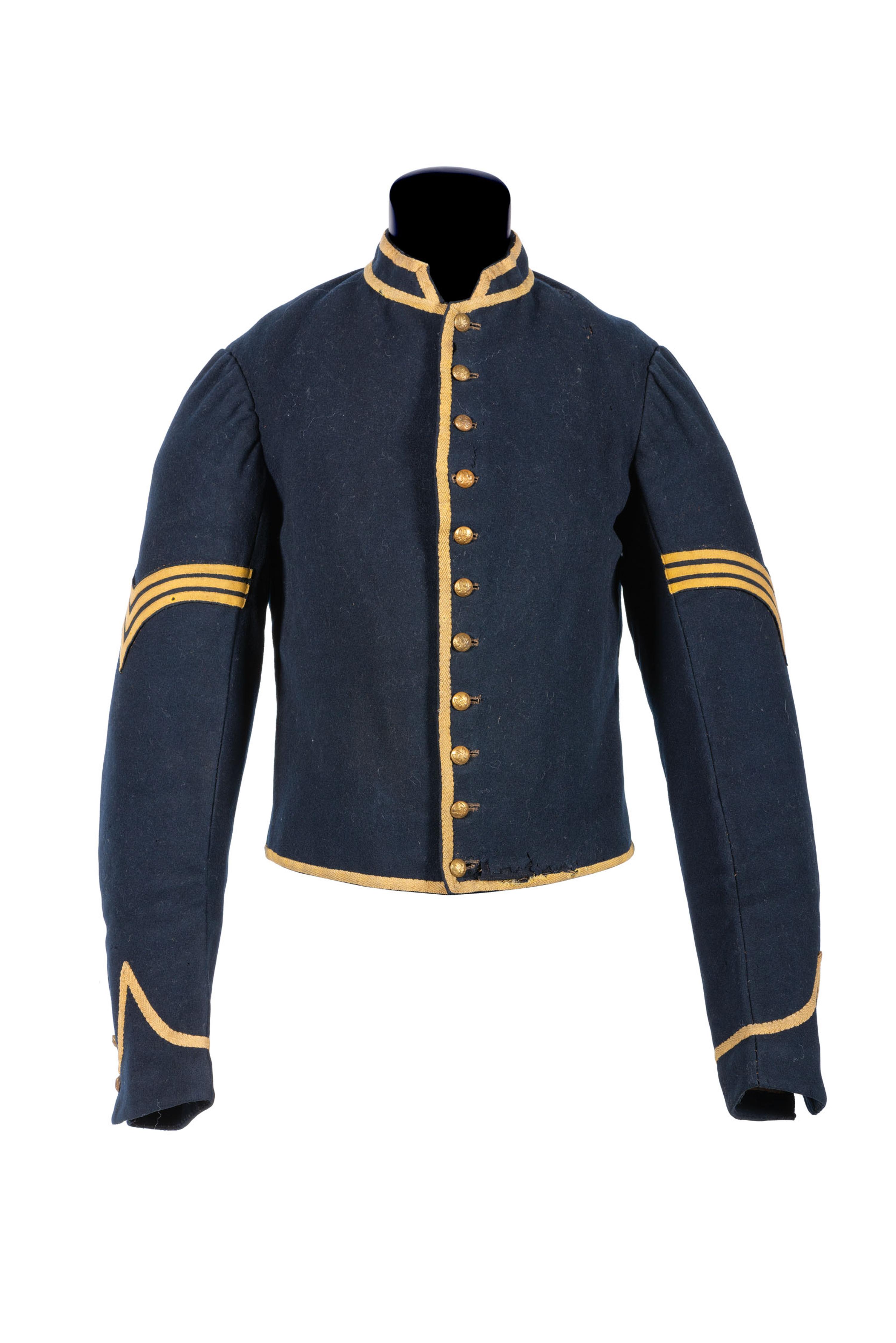 Model 1855 cavalry sergeant's uniform jacket with field modifications.