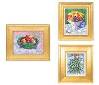 Mistletoe, Compote de Fruit sur Nappe Carrée, and Still Life with Apples in Green Bowl (three works)