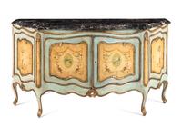 A Venetian Style Painted Marble-Top Commode