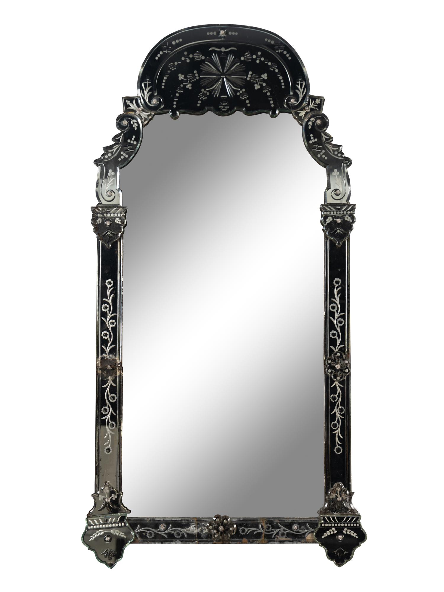 A Venetian Style Etched Glass Mirror