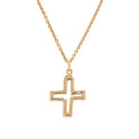 YELLOW GOLD CROSS PENDANT NECKLACE