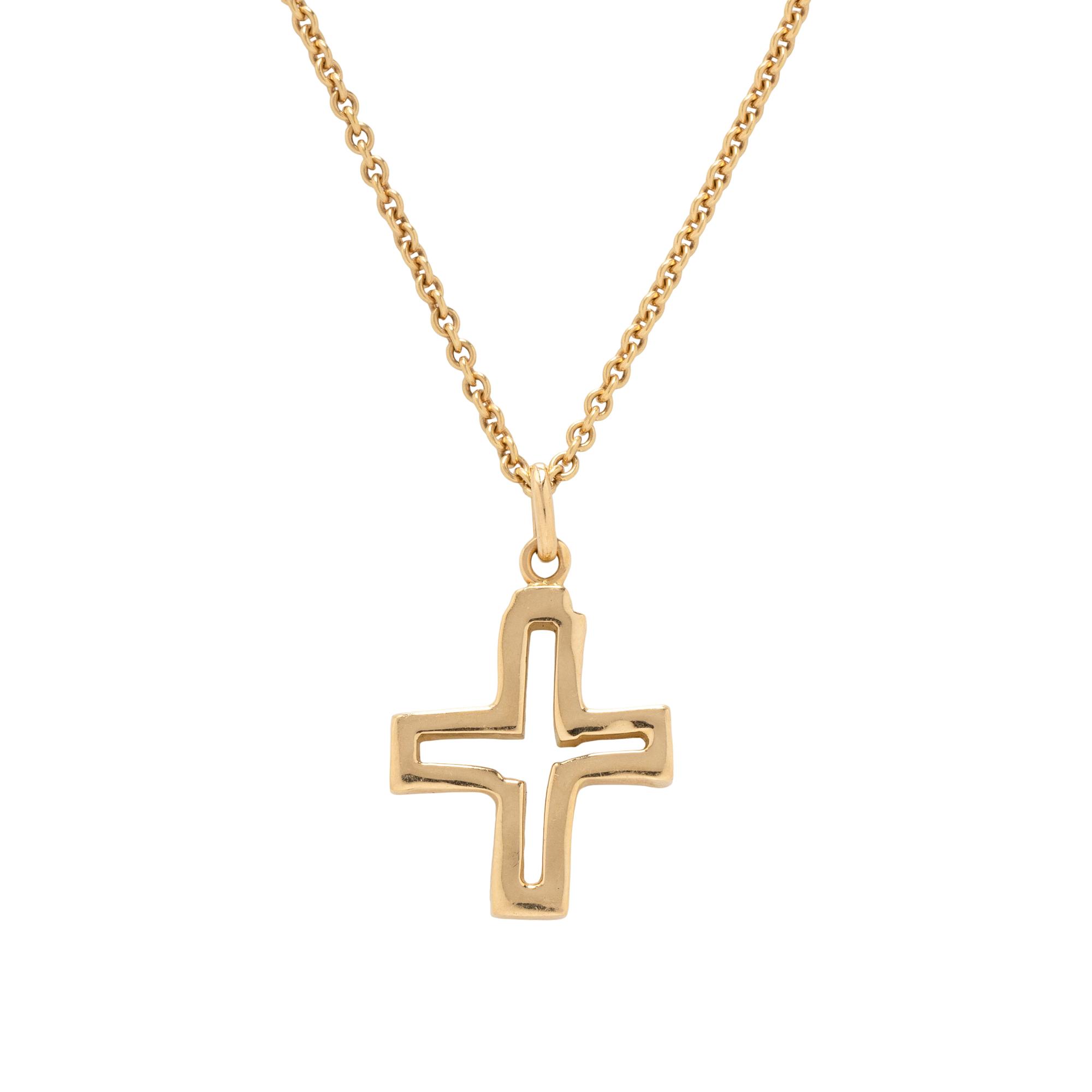 YELLOW GOLD CROSS PENDANT NECKLACE