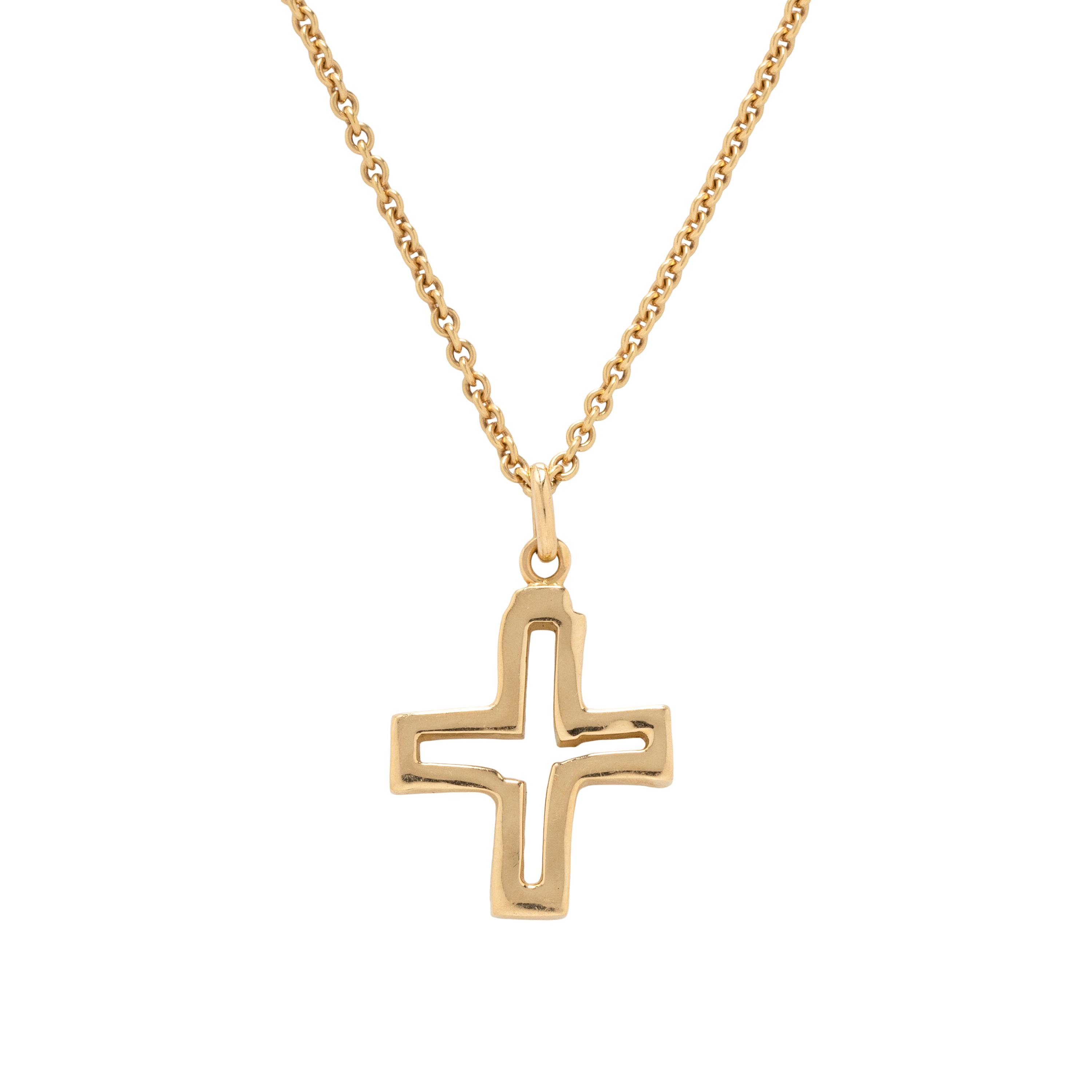 YELLOW GOLD CROSS PENDANT NECKLACE