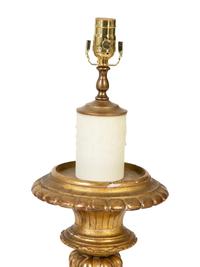 A Pair of Continental Giltwood and Gesso Turned Finials Mounted as Lamps — 19TH CENTURY