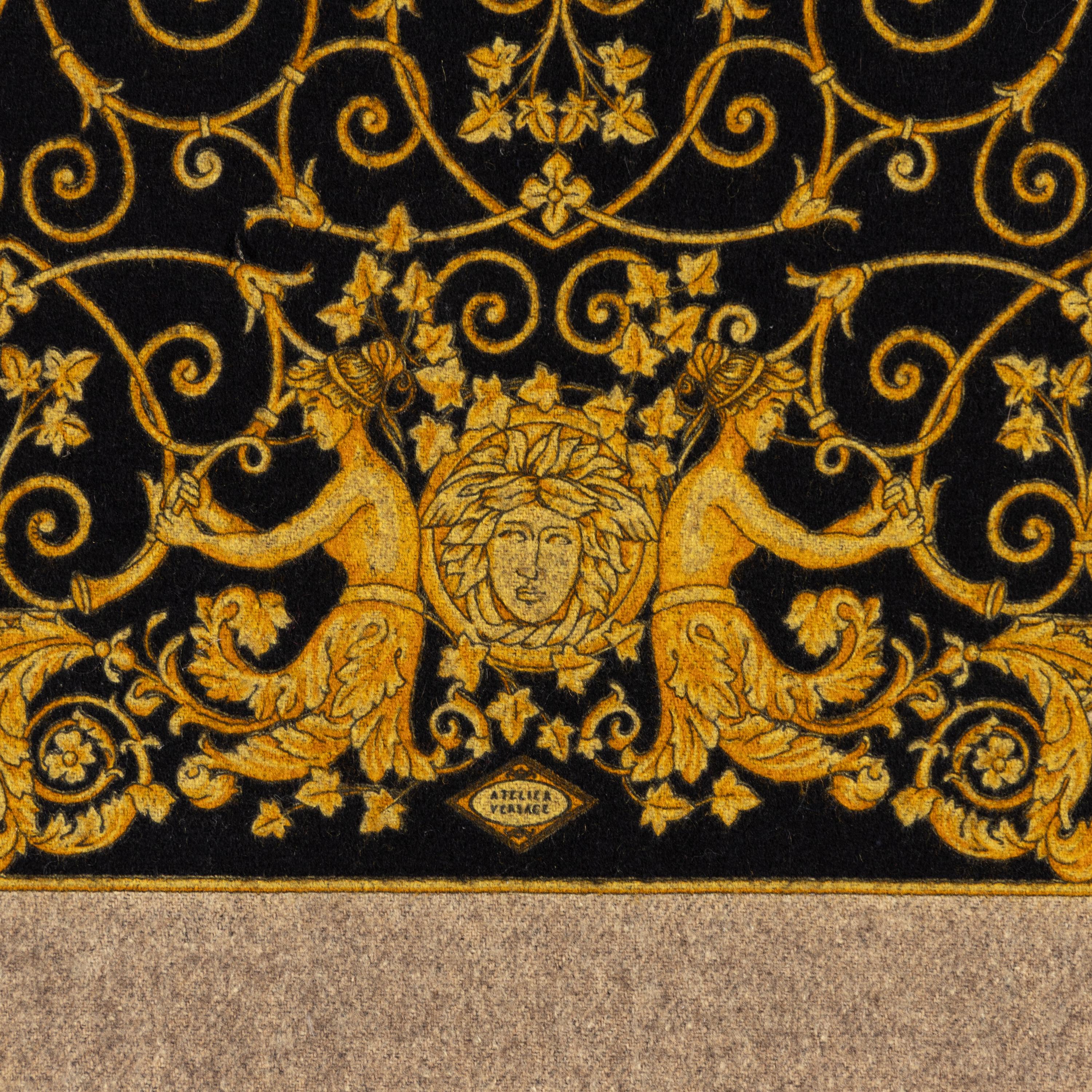 Atelier Versace, Printed Wool Fringed Scarf