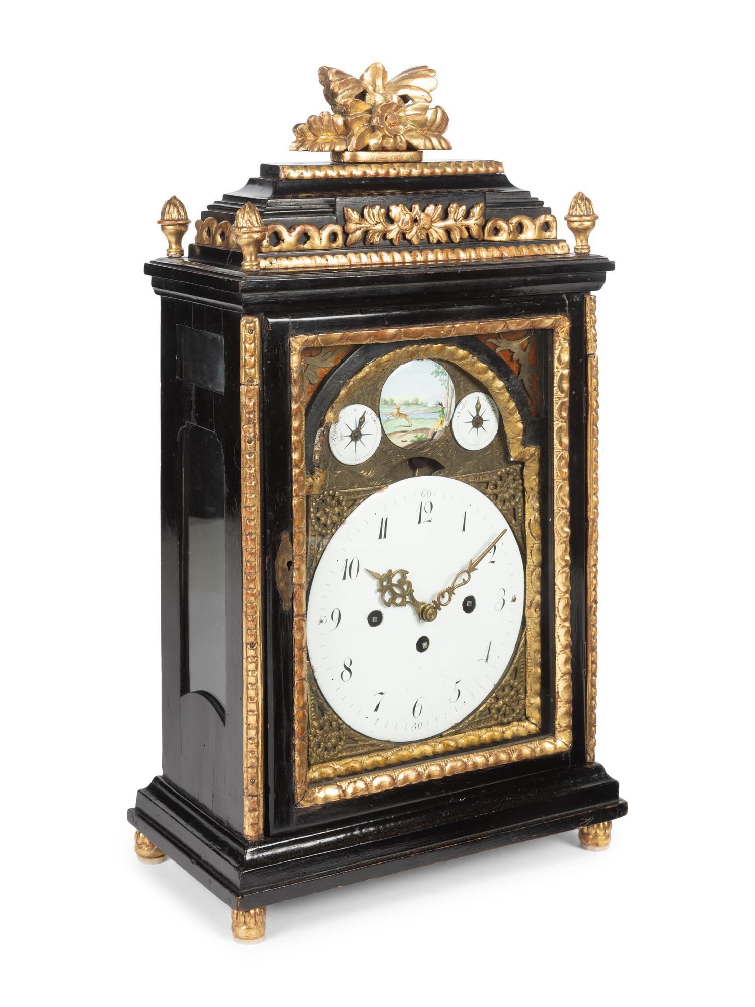 An Austrian Ebonized and Parcel Gilt Bracket Clock
