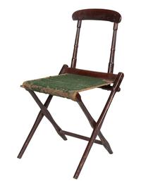 [MILITARIA]. Pattern 1863 Philadelphia Depot canteen with period cover. [ With: ] Folding camp chair.