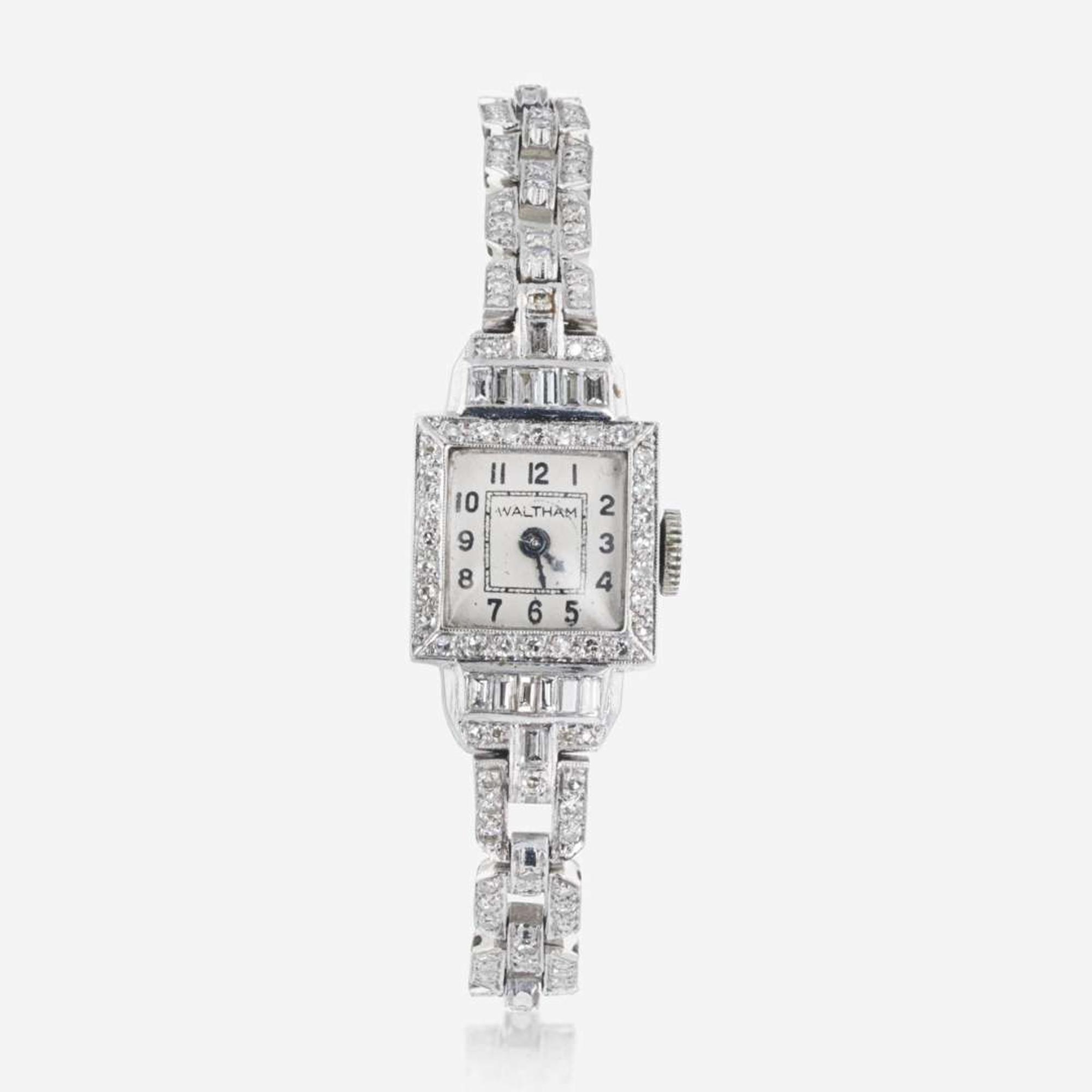 A Waltham Platinum and Diamond Watch