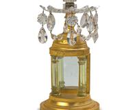 Two Pairs of George III Gilt Bronze and Cut-Glass Candlesticks