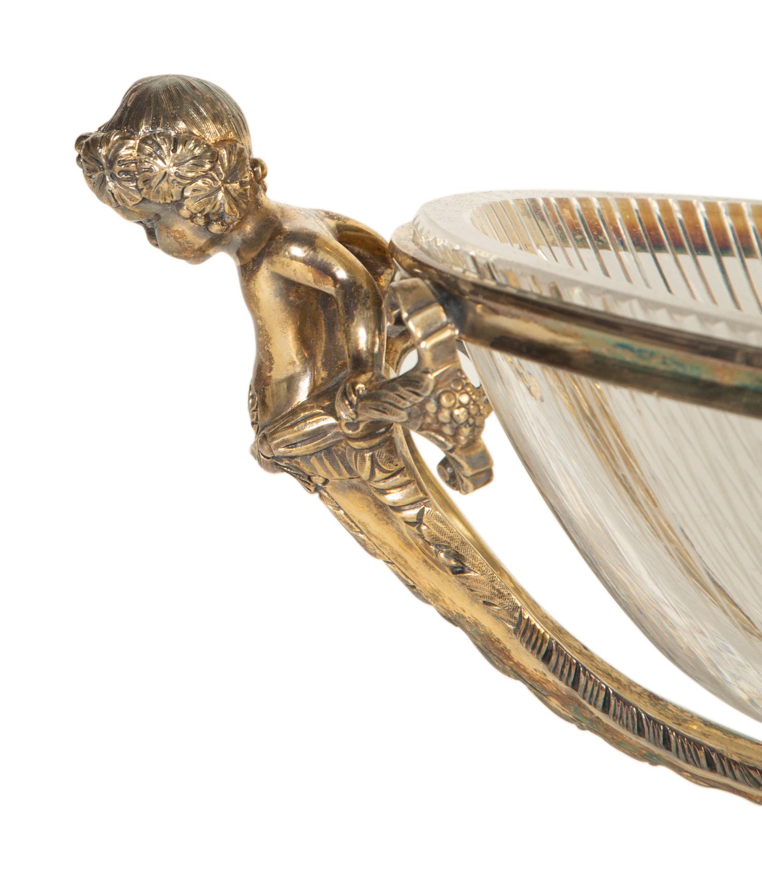 A Neoclassical Style Silver-Plate and Cut Glass Centerpiece Bowl