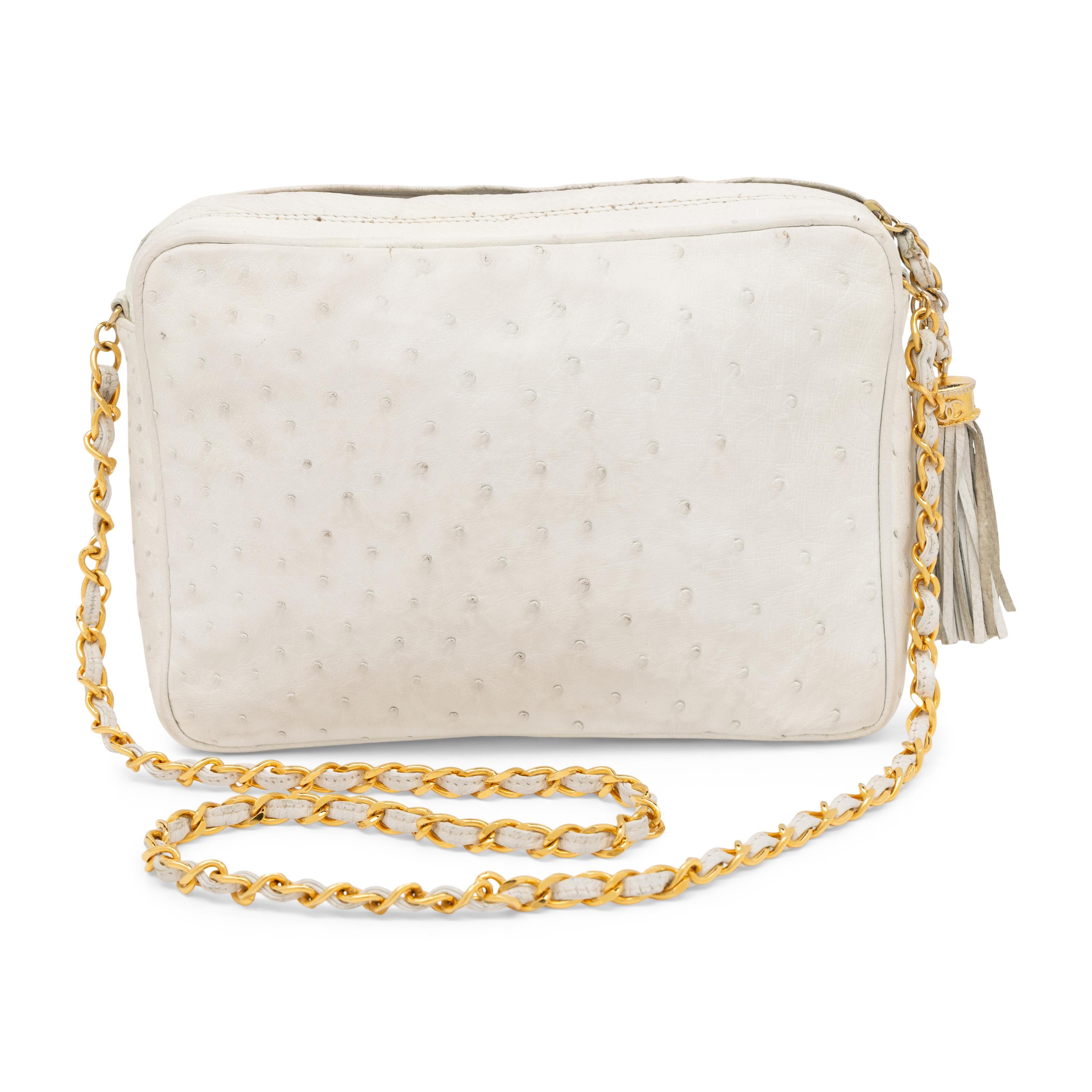 Chanel, Camera Bag in White Ostrich