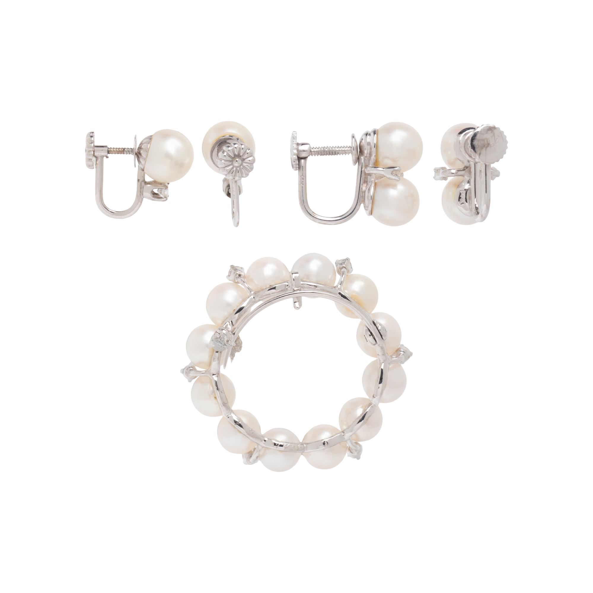 COLLECTION OF WHITE GOLD, DIAMOND, AND CULTURED PEARL JEWELRY