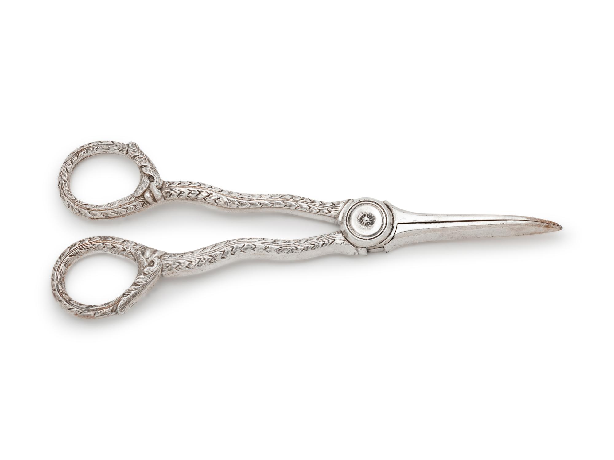 A Silver-Plate Grape Snips and Candle Snuff Scissor