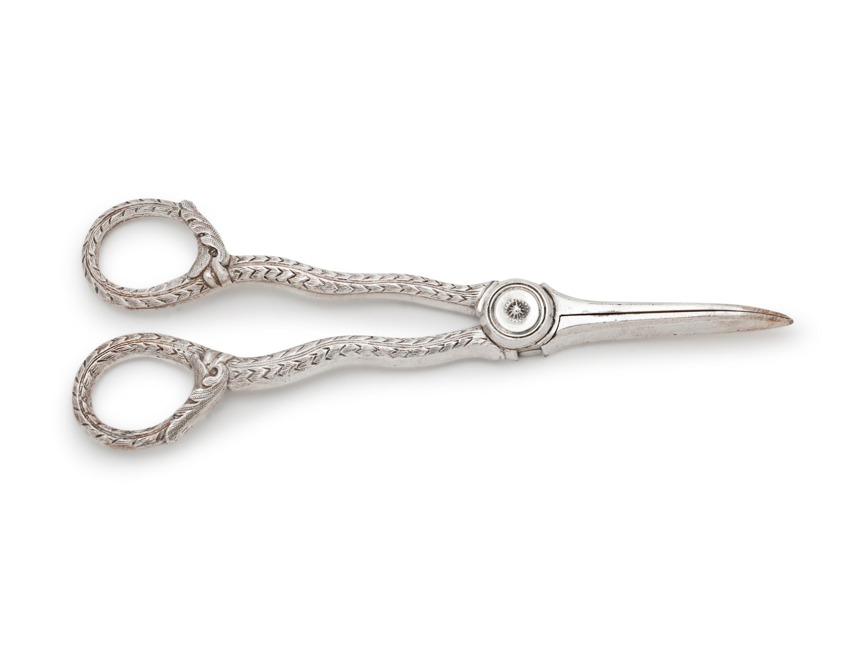 A Silver-Plate Grape Snips and Candle Snuff Scissor