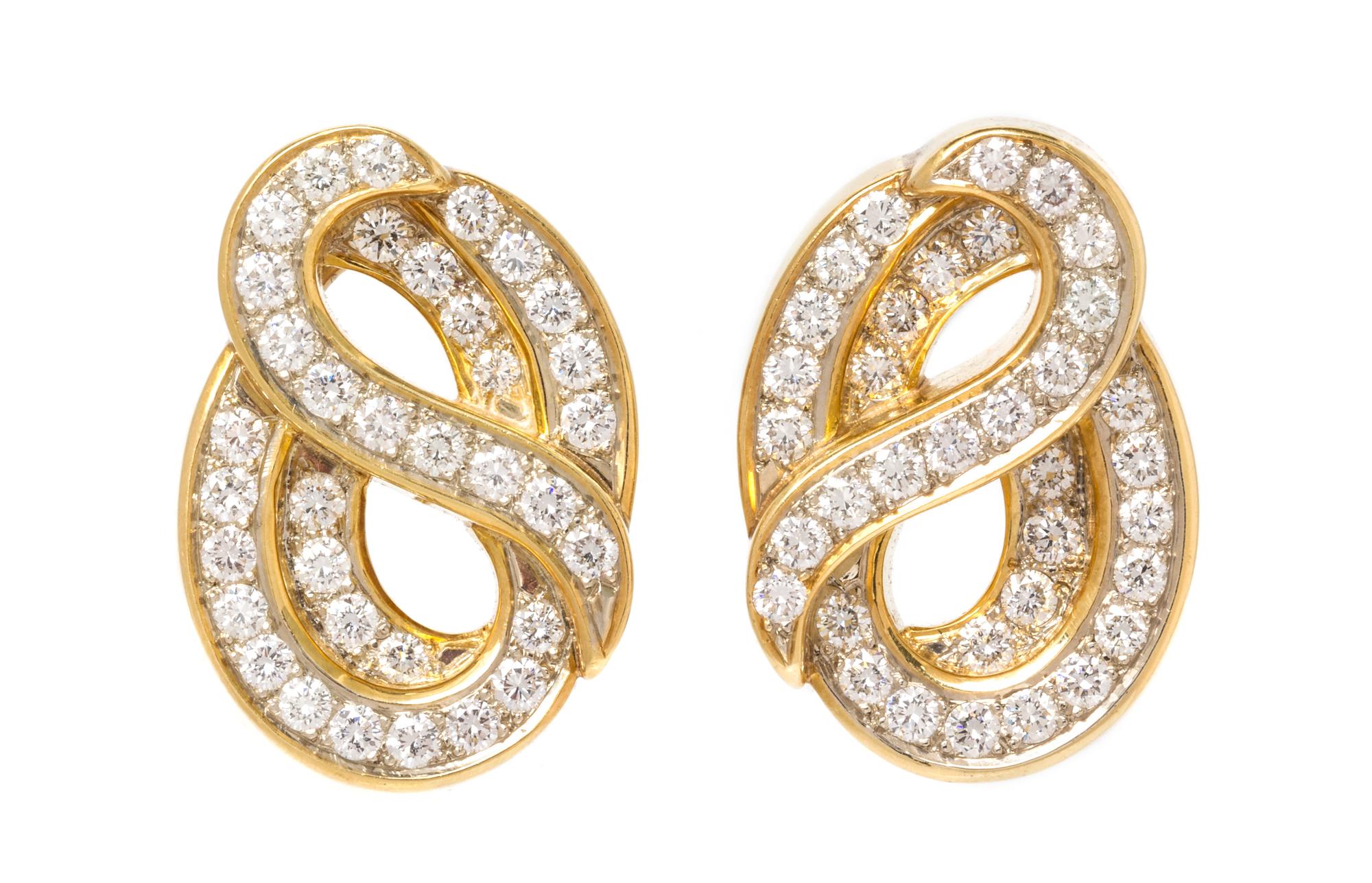 A Pair of 18 Karat Yellow Gold and Diamond Earclips, Susan Berman, 5.30 dwts.