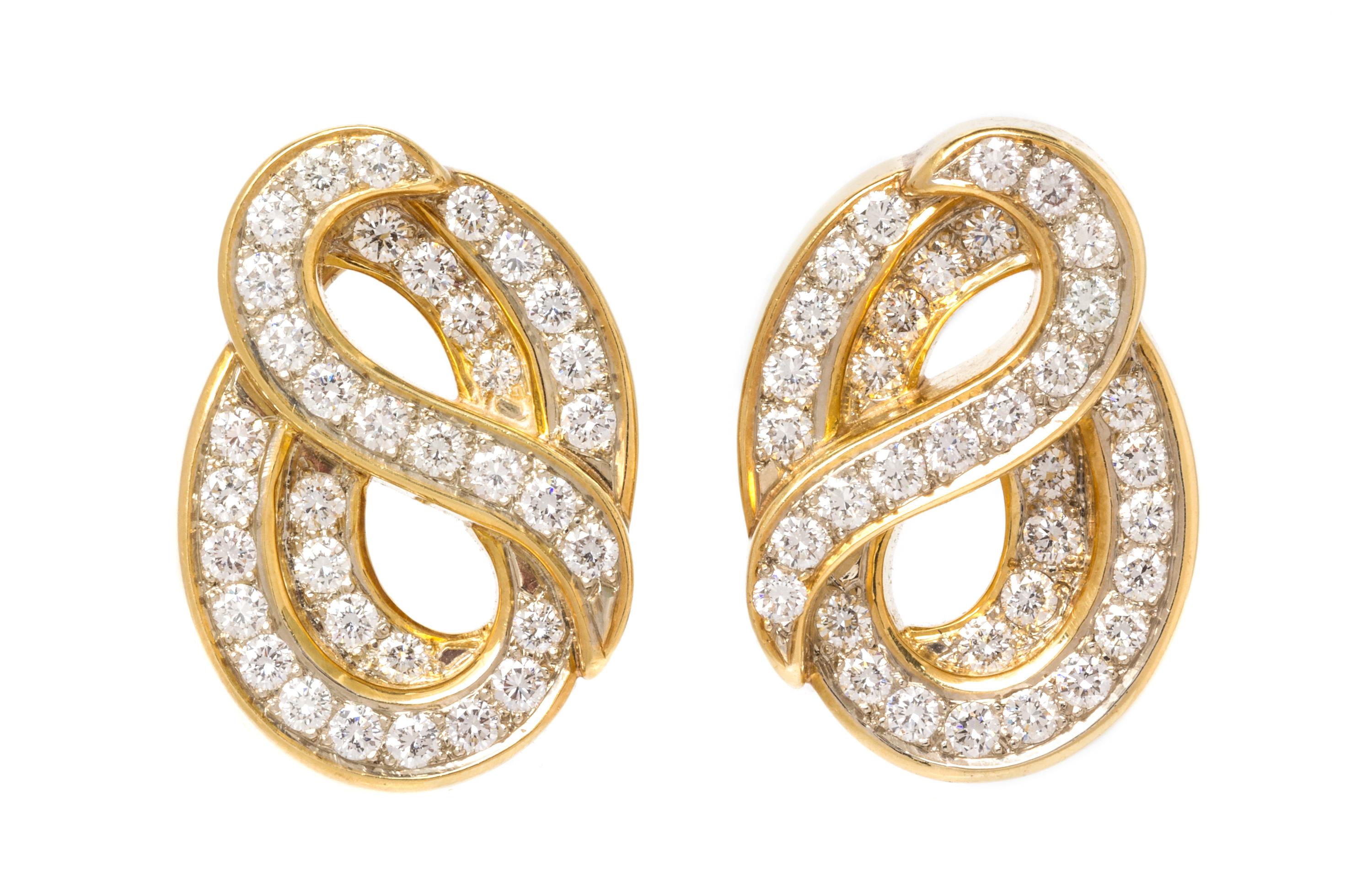 A Pair of 18 Karat Yellow Gold and Diamond Earclips, Susan Berman, 5.30 dwts.