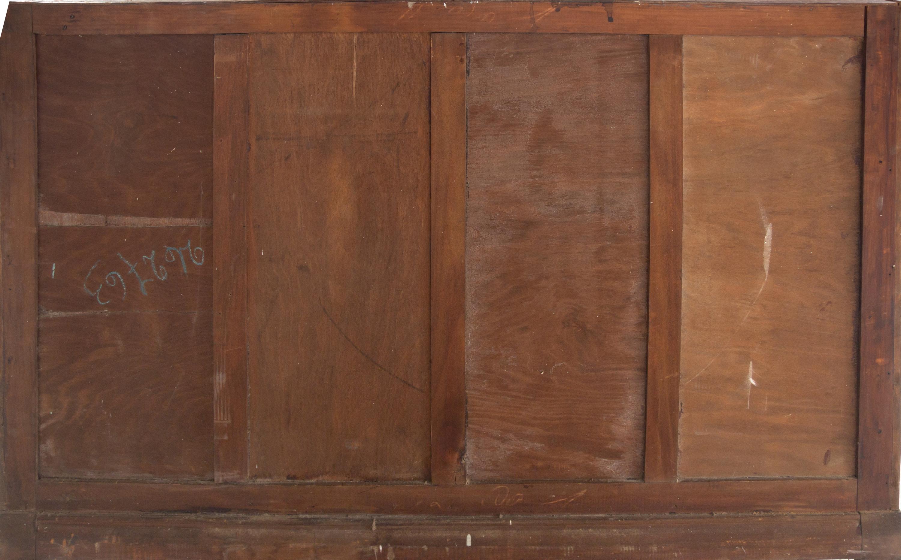 An Italian Marquetry Marble-Top Secretary Commode
