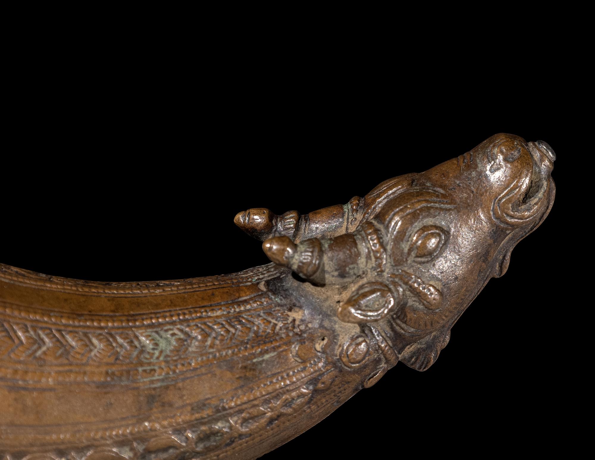An Indian Bronze Rhyton Cup