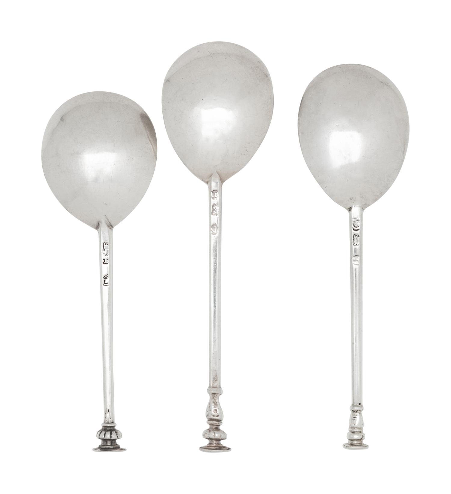 A Group of Three English Silver Seal Top Spoons