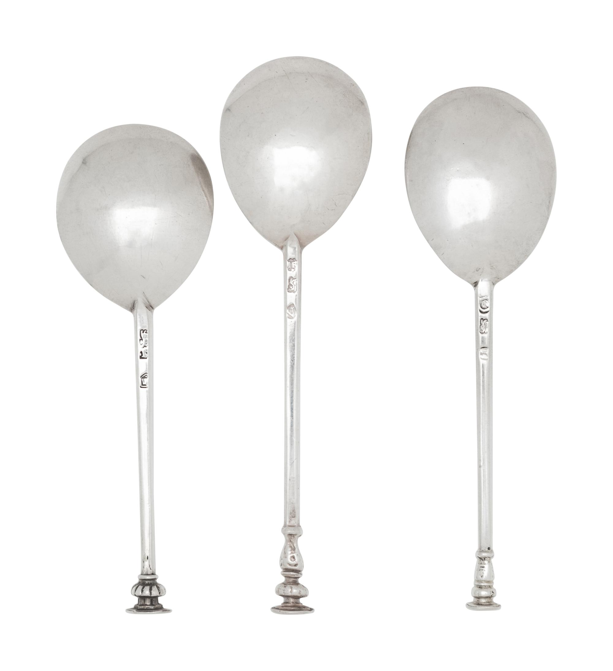 A Group of Three English Silver Seal Top Spoons