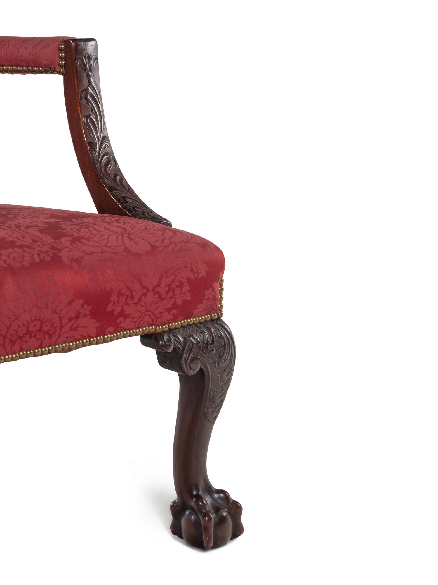 A Pair of Chippendale Style Mahogany Library Chairs