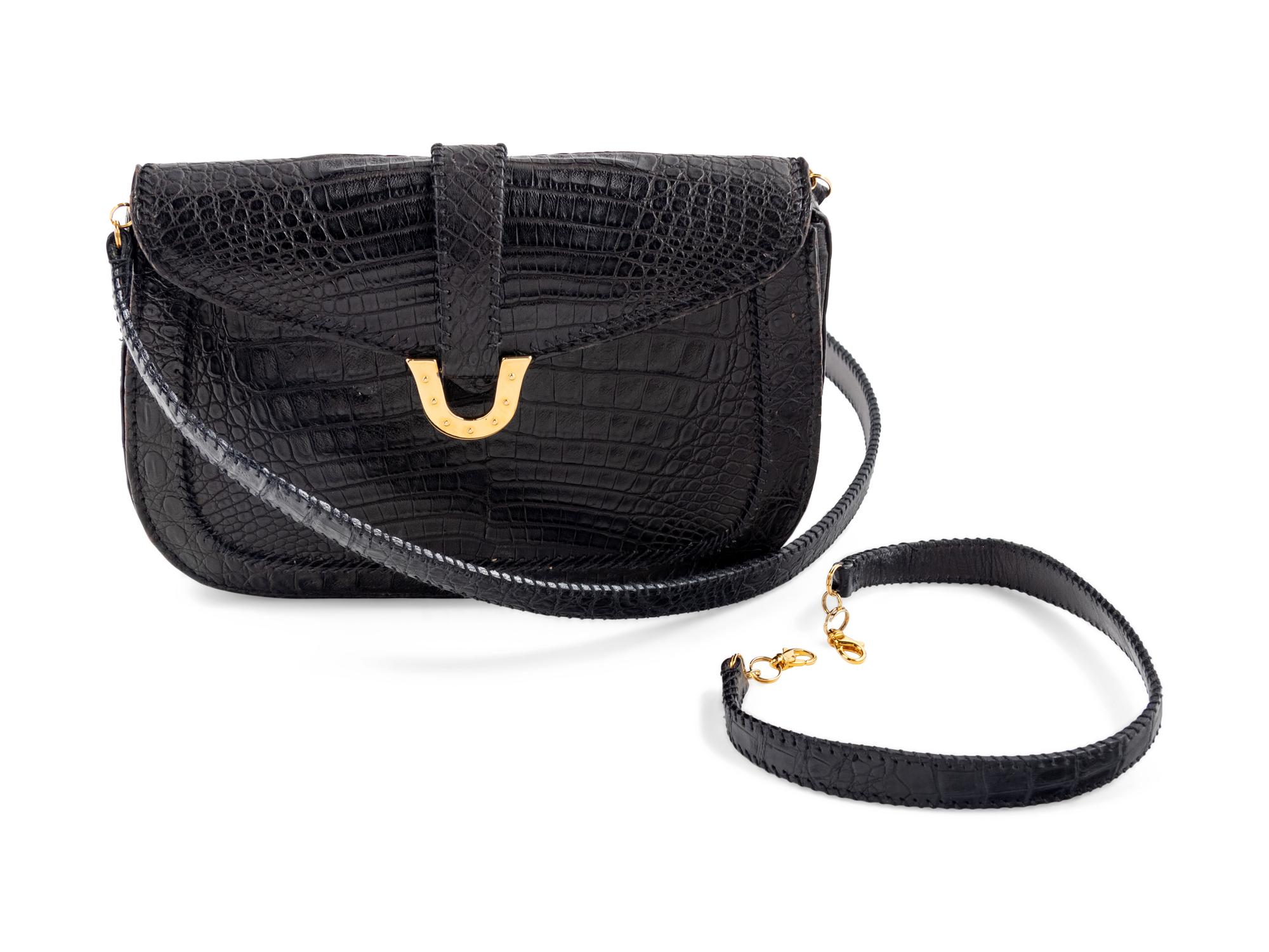 Lana Marks Black Alligator Clutch, 1990-2000s