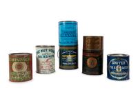 A Group of Seven Salted Peanut Tins