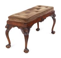 A Georgian Style Carved Mahogany Bench