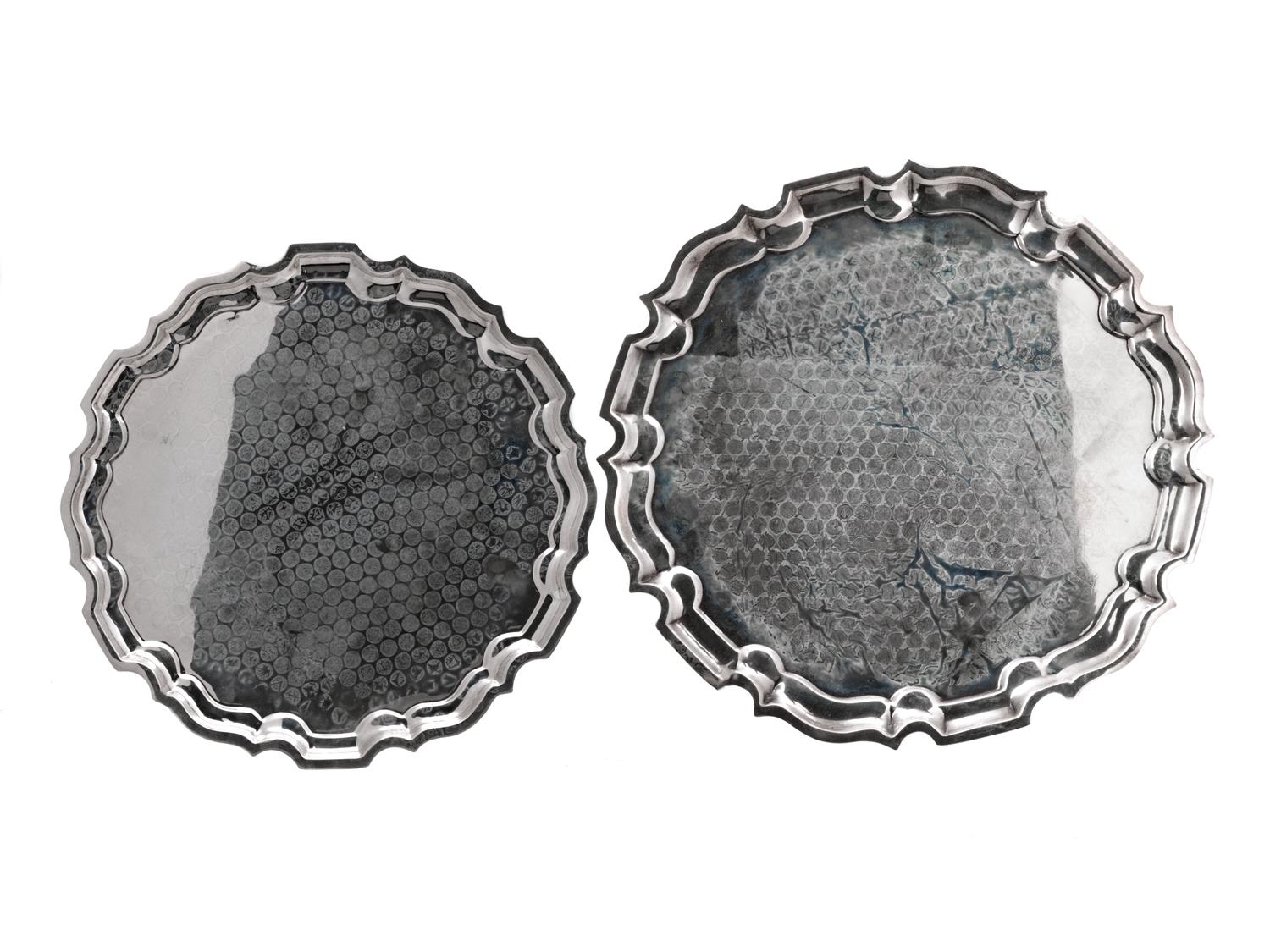 Two American Silver Graduated Trays