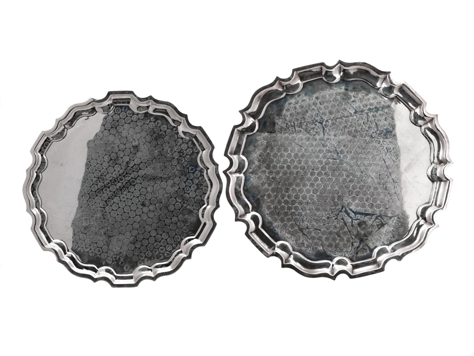 Two American Silver Graduated Trays