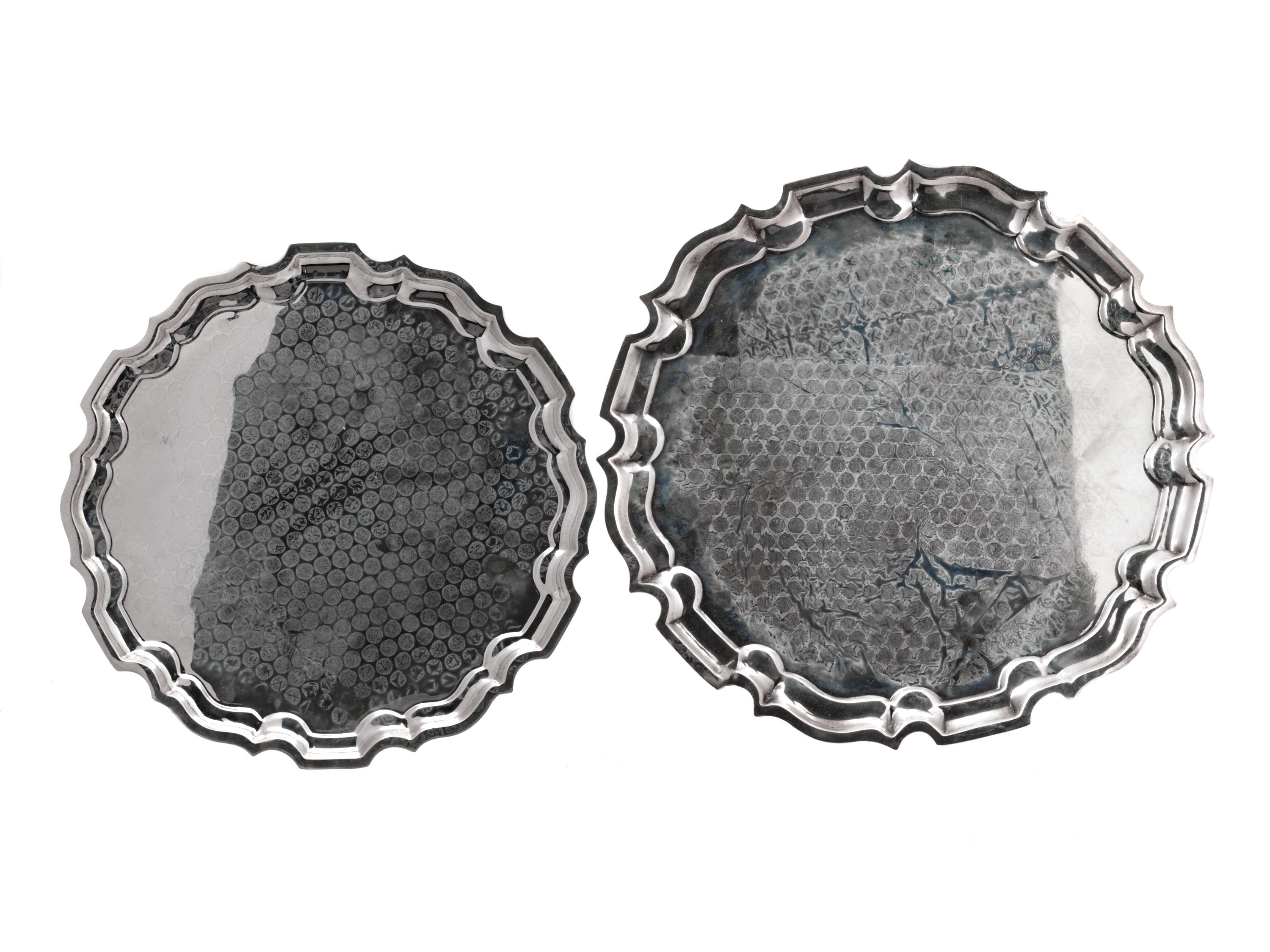 Two American Silver Graduated Trays