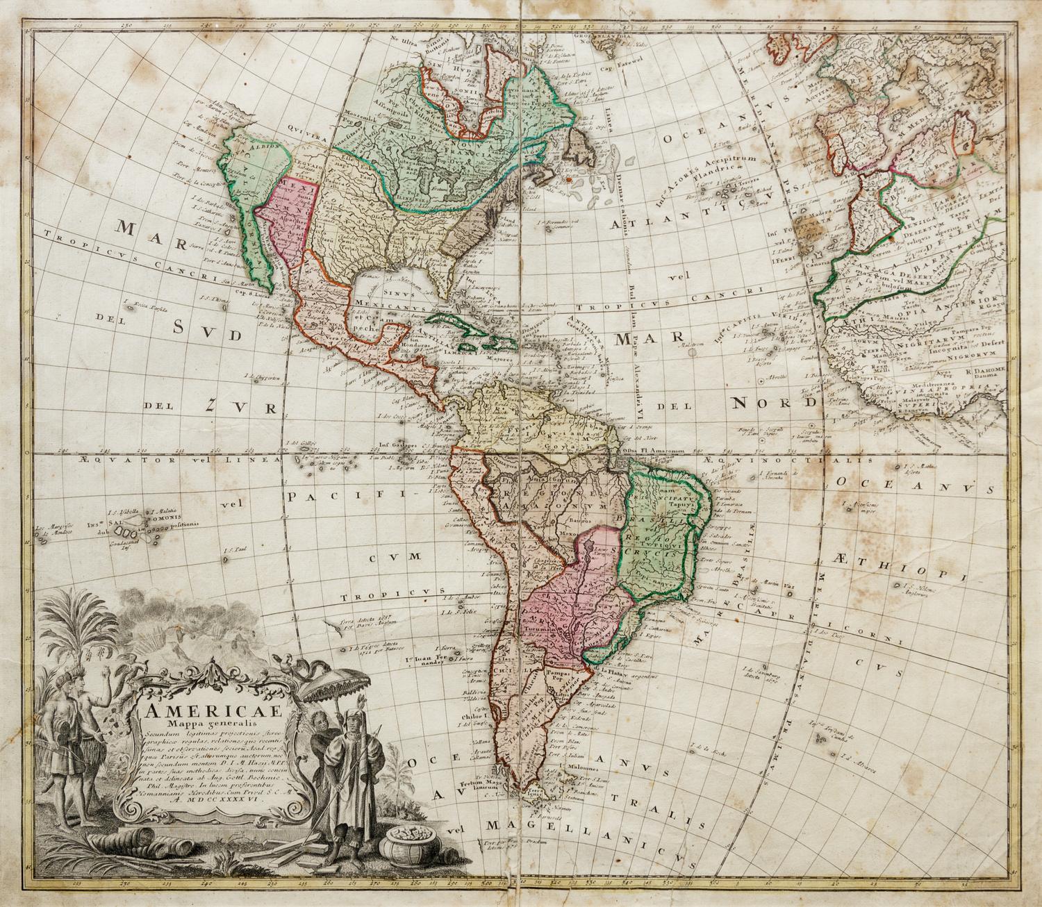 HOMANN HEIRS. Americae Mappa generalis . [Nuremberg: Homann Heirs, 1746 or later].