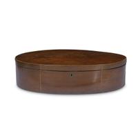 Oval inlaid mahogany valuables box circa 1800
