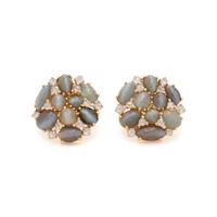 CAT'S EYE ALEXANDRITE CHRYSOBERYL AND DIAMOND EARRINGS