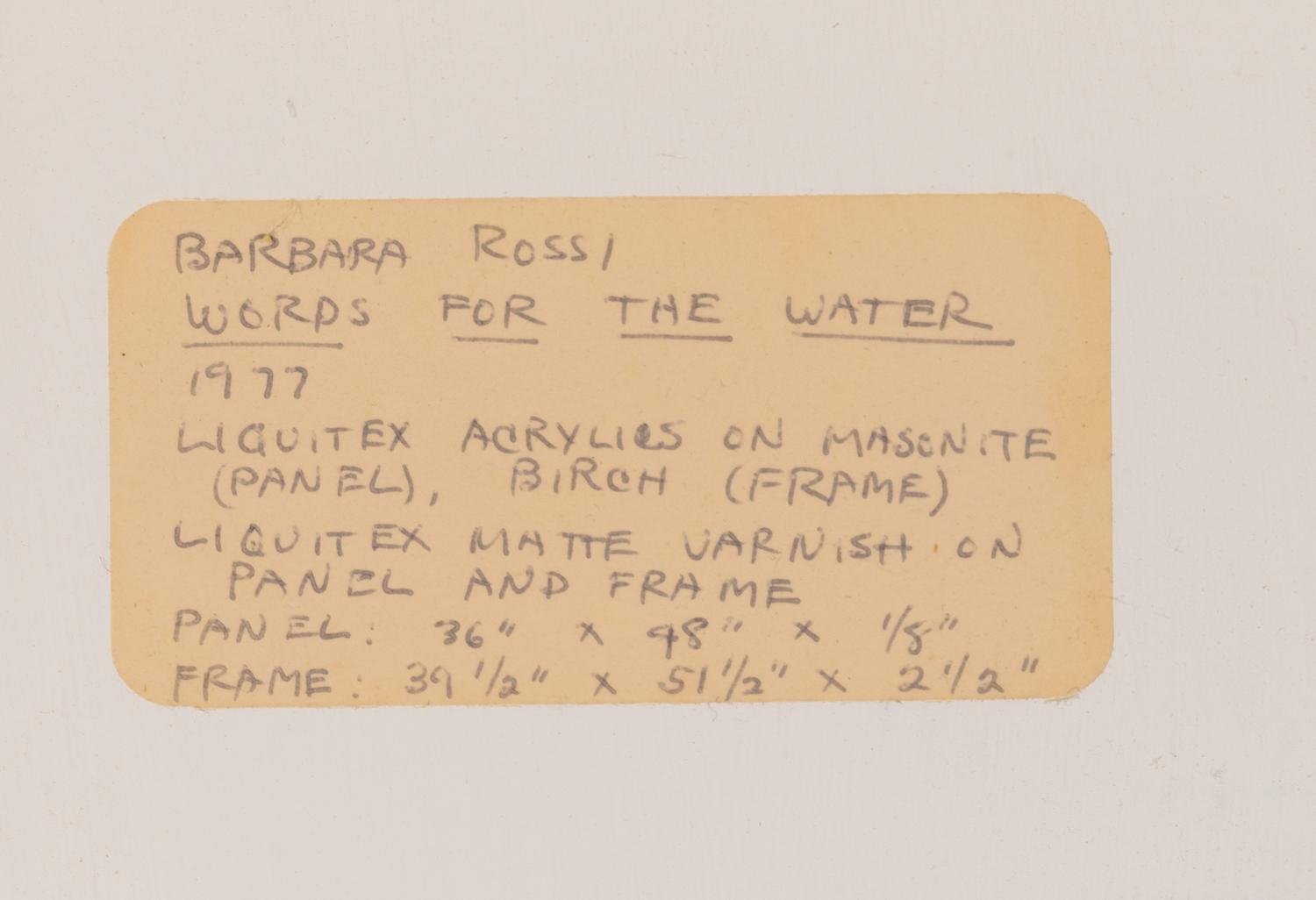 Words for the Water, 1977