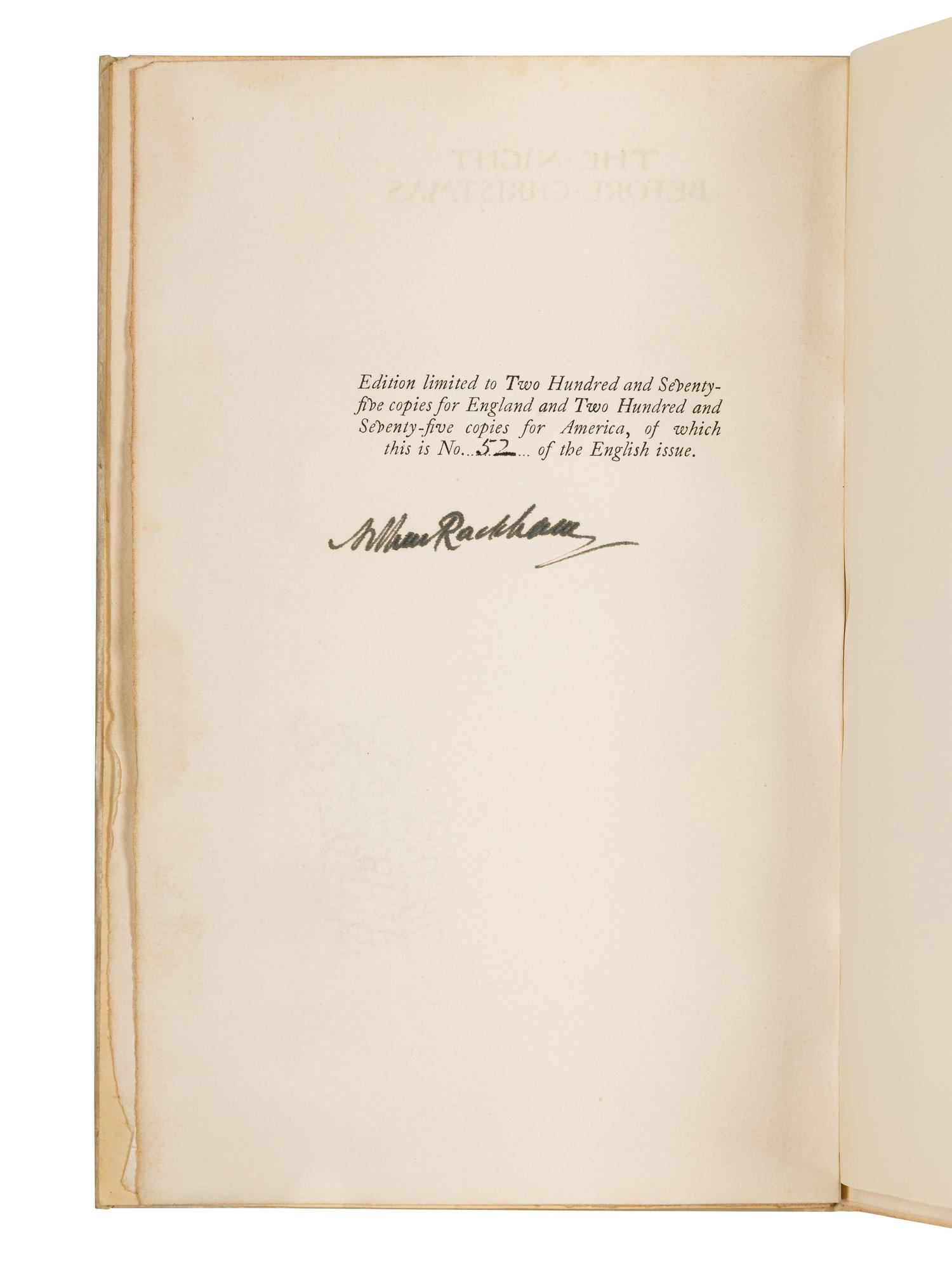 RACKHAM, Arthur (1867-1939) and Clement C. MOORE. The Night Before Christmas . London: George G. Harrap & Co., 1931.