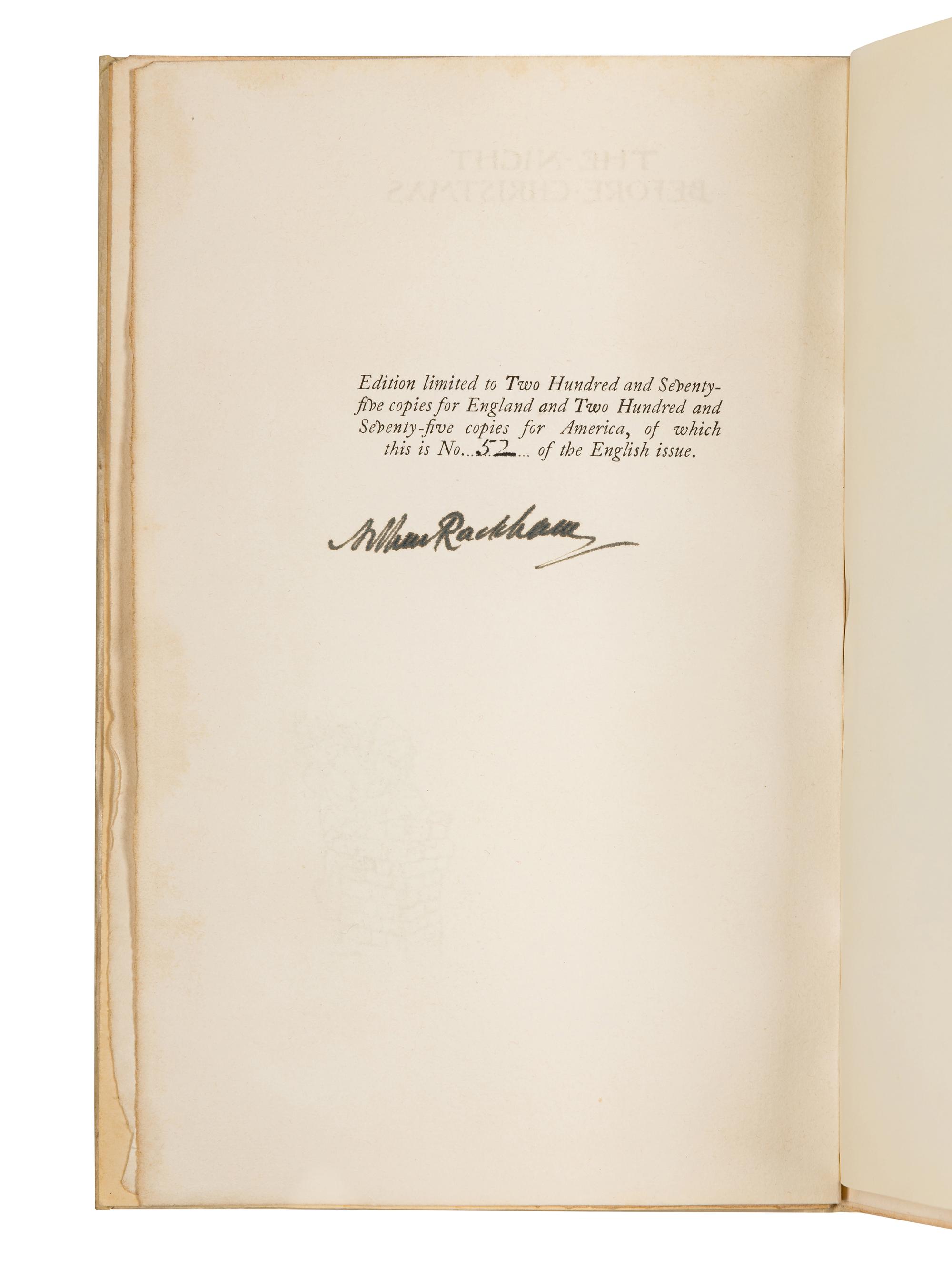 RACKHAM, Arthur (1867-1939) and Clement C. MOORE. The Night Before Christmas . London: George G. Harrap & Co., 1931.