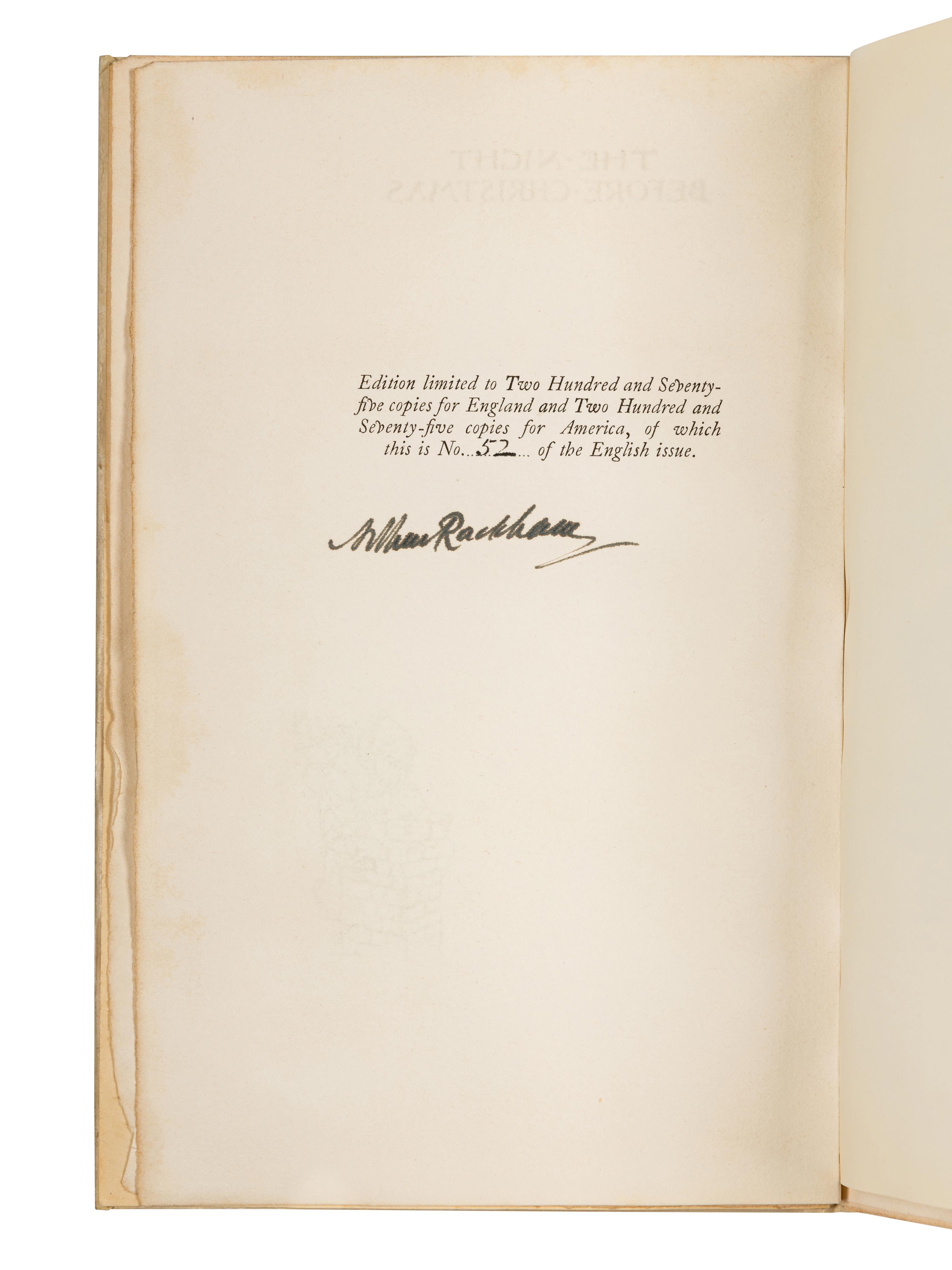 RACKHAM, Arthur (1867-1939) and Clement C. MOORE. The Night Before Christmas . London: George G. Harrap & Co., 1931.