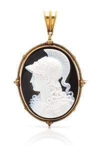 A Fine Victorian Yellow Gold and Onyx Cameo Pendant/Brooch, Filippo Tignani, Circa 1880, 30.90 dwts.
