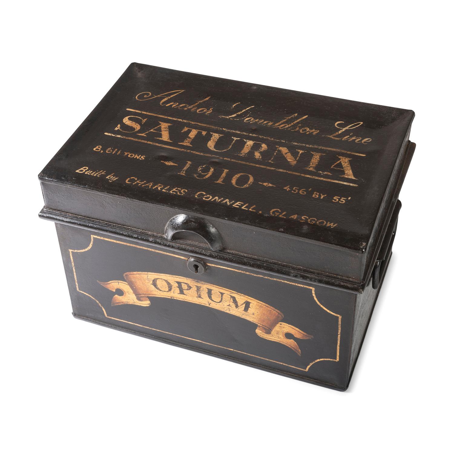 A Painted Tin Opium Storage Box
