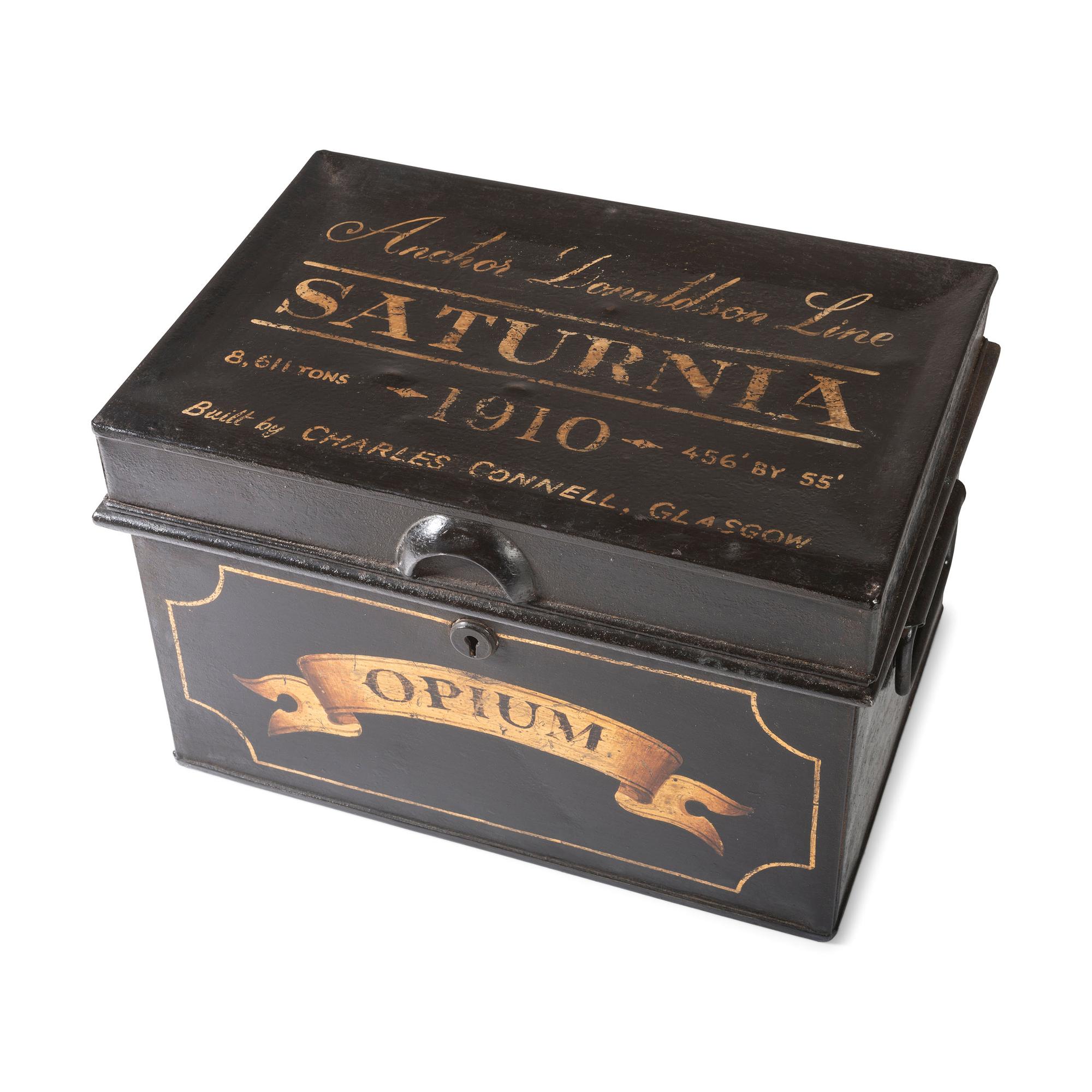 A Painted Tin Opium Storage Box