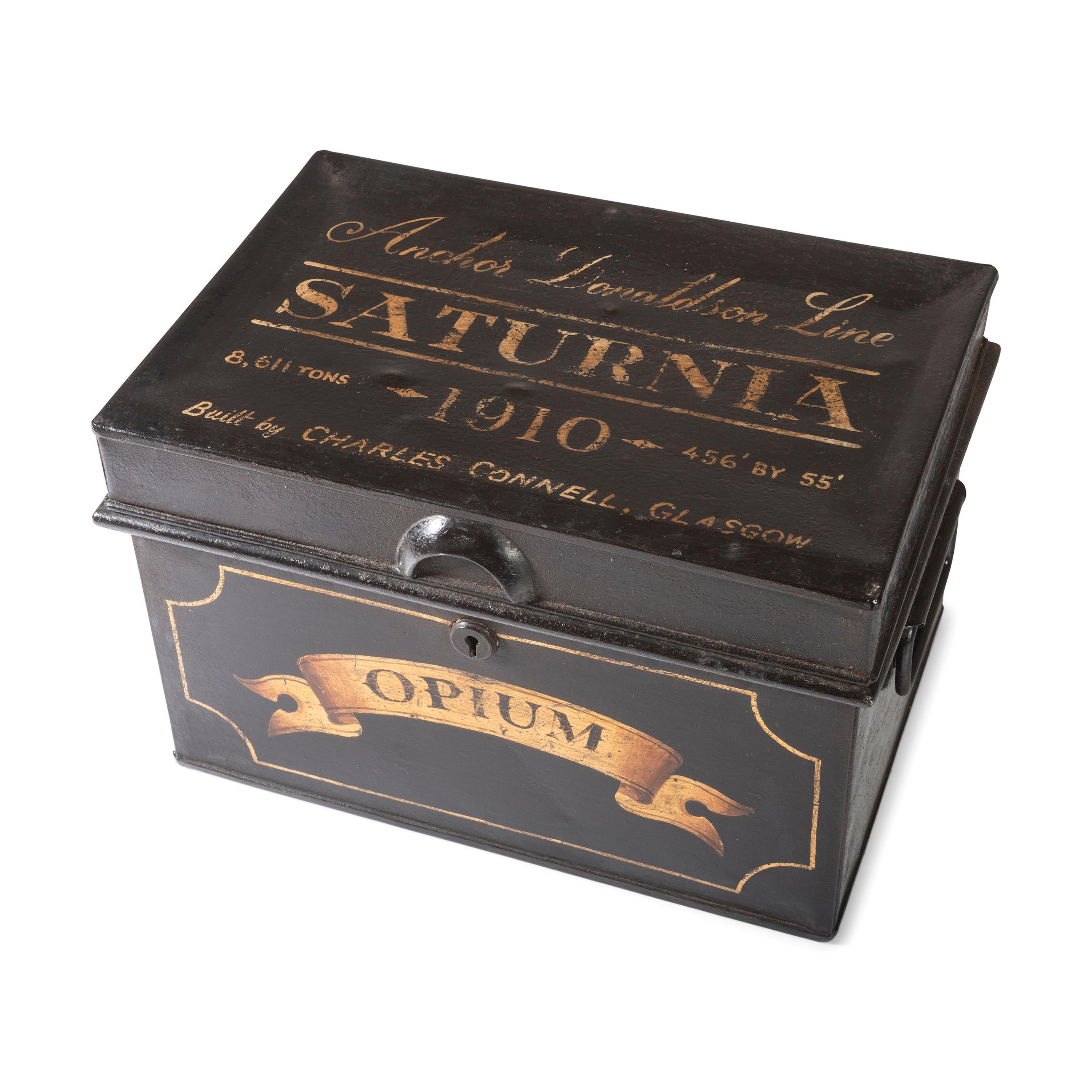 A Painted Tin Opium Storage Box