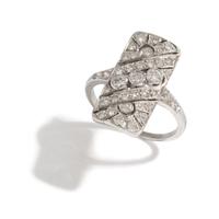 ART DECO, PLATINUM AND DIAMOND RING