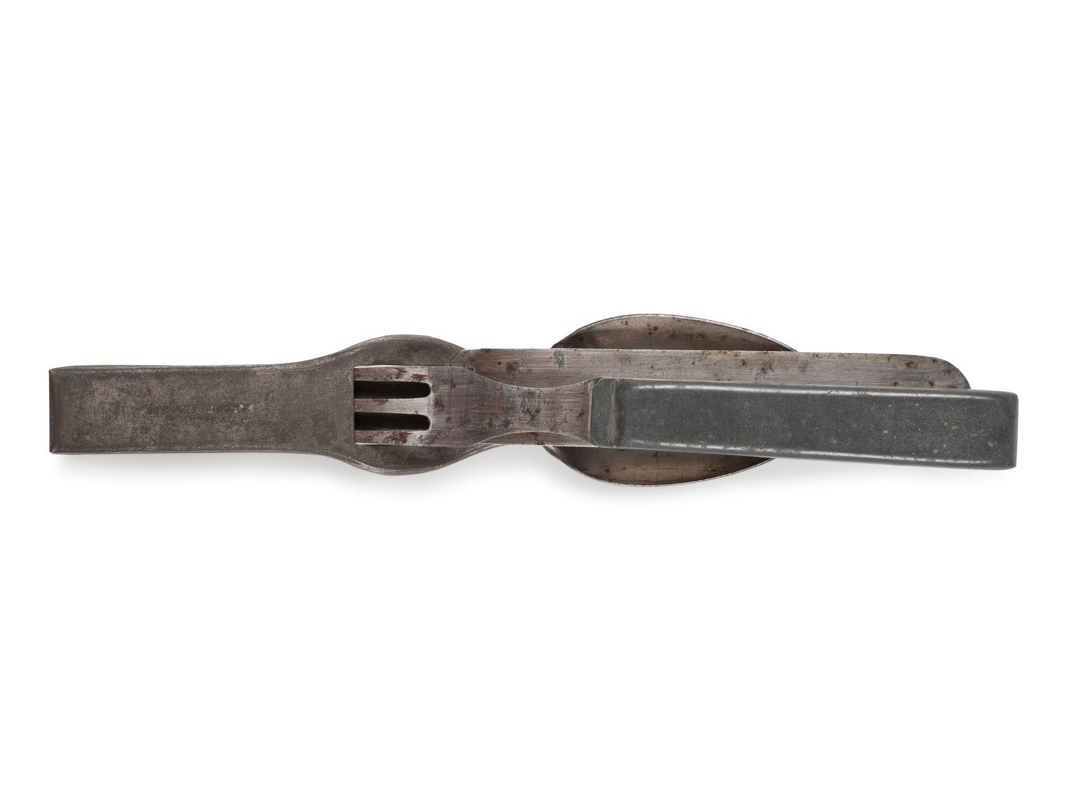 [CIVIL WAR]. Worman & Ely 3-piece interlocking utensil set, patented 1862.