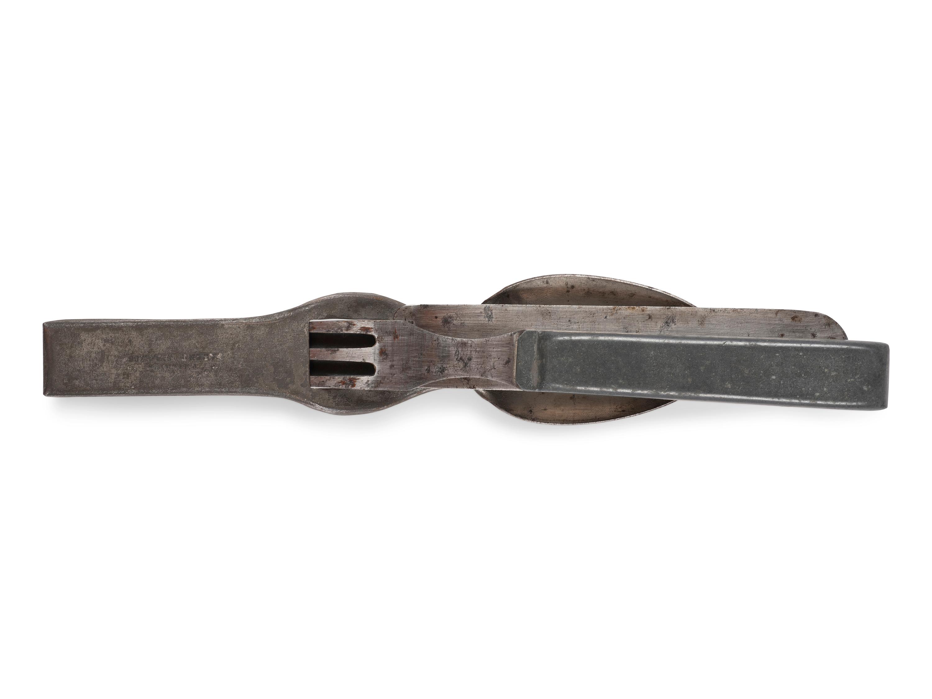 [CIVIL WAR]. Worman & Ely 3-piece interlocking utensil set, patented 1862.