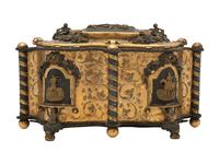 A French Brass Serpentine Jewelry Case